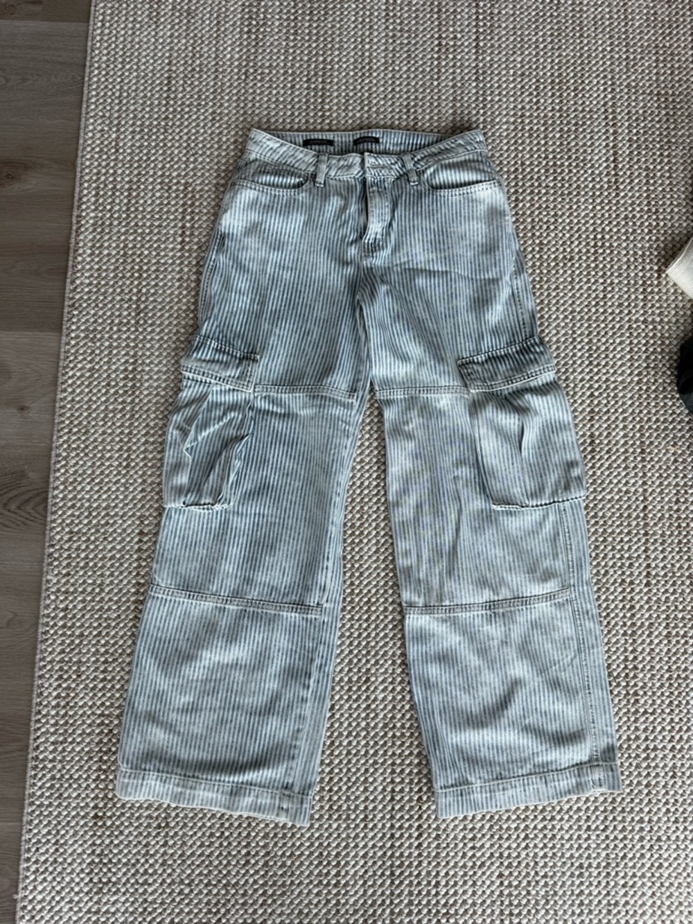 Target Women's Light Gray Striped Straight Leg Cargo Pants
